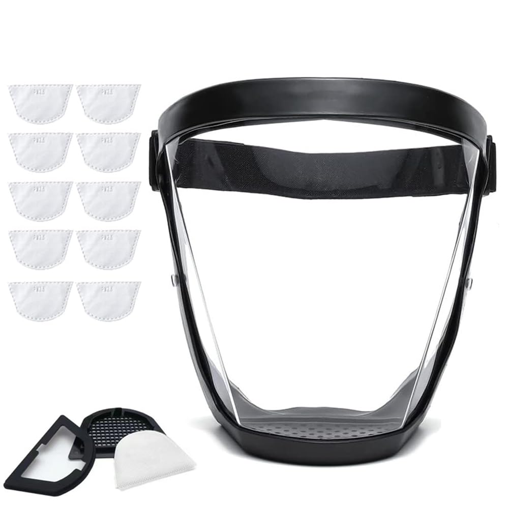 Clear Plastic Full Face Shield for Adults Women Men, Adjustable Reusable Super Face Protect shield, Lightweight andHigh-Definition Safety Face Shield Anti Fog