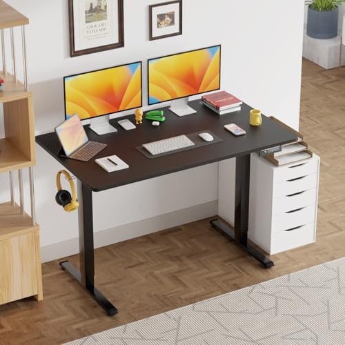 Image of PayLessHere 48 Inch Electric Standing Desk Sit Stand up Desk Home Office Desk with Large Space Headphone Holder 2 Memory Function for Home,Office,Meeting Room (Black)