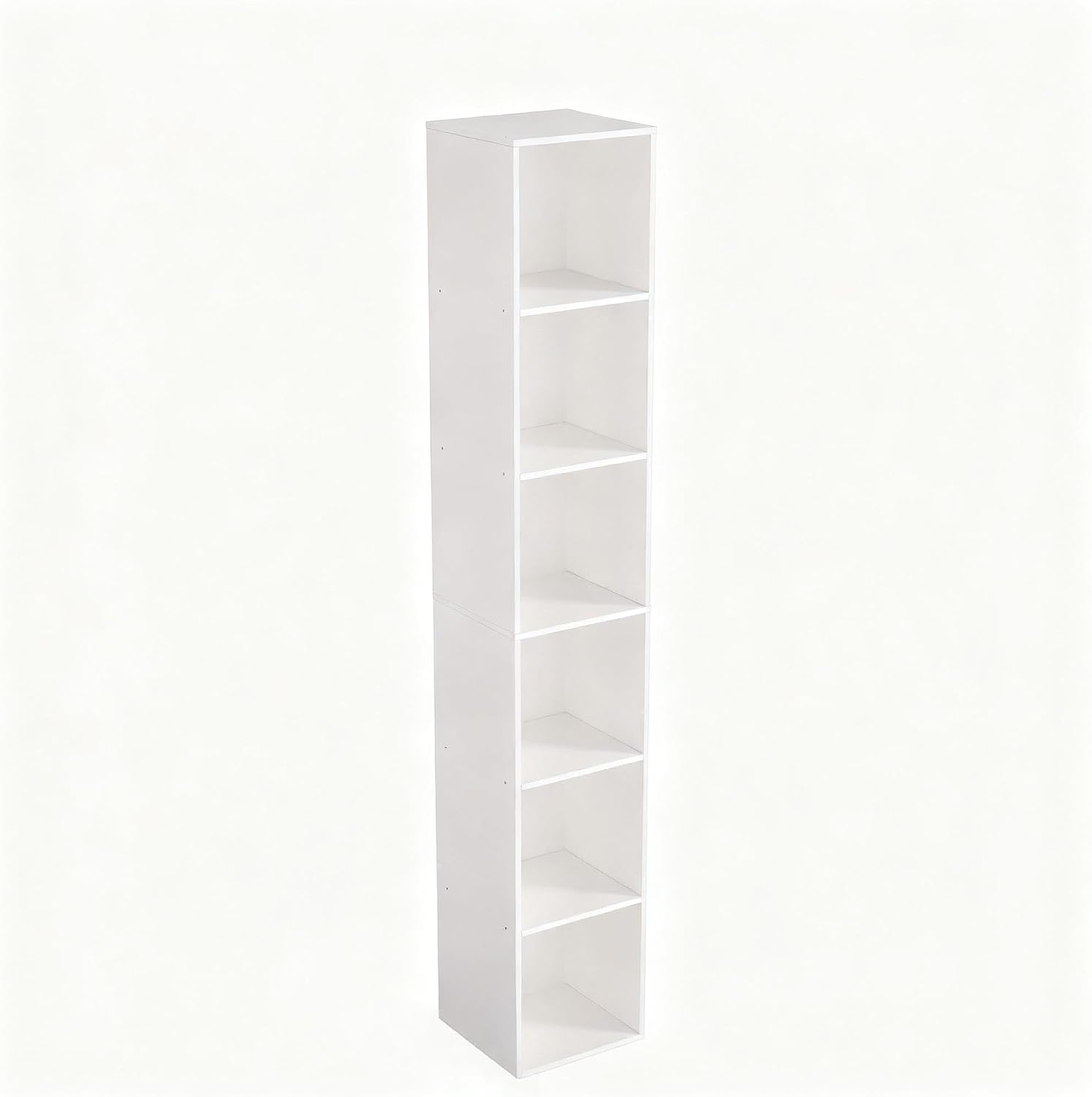 White Cube Shelf, 6 Cube Storage Organizer, 6-Tier Freestanding Low Bookshelf, Modern Cube Shelf for Living Room, Bedroom, Kids Toys, Home Office, Multi-Purpose Tall Cube Storage Furniture