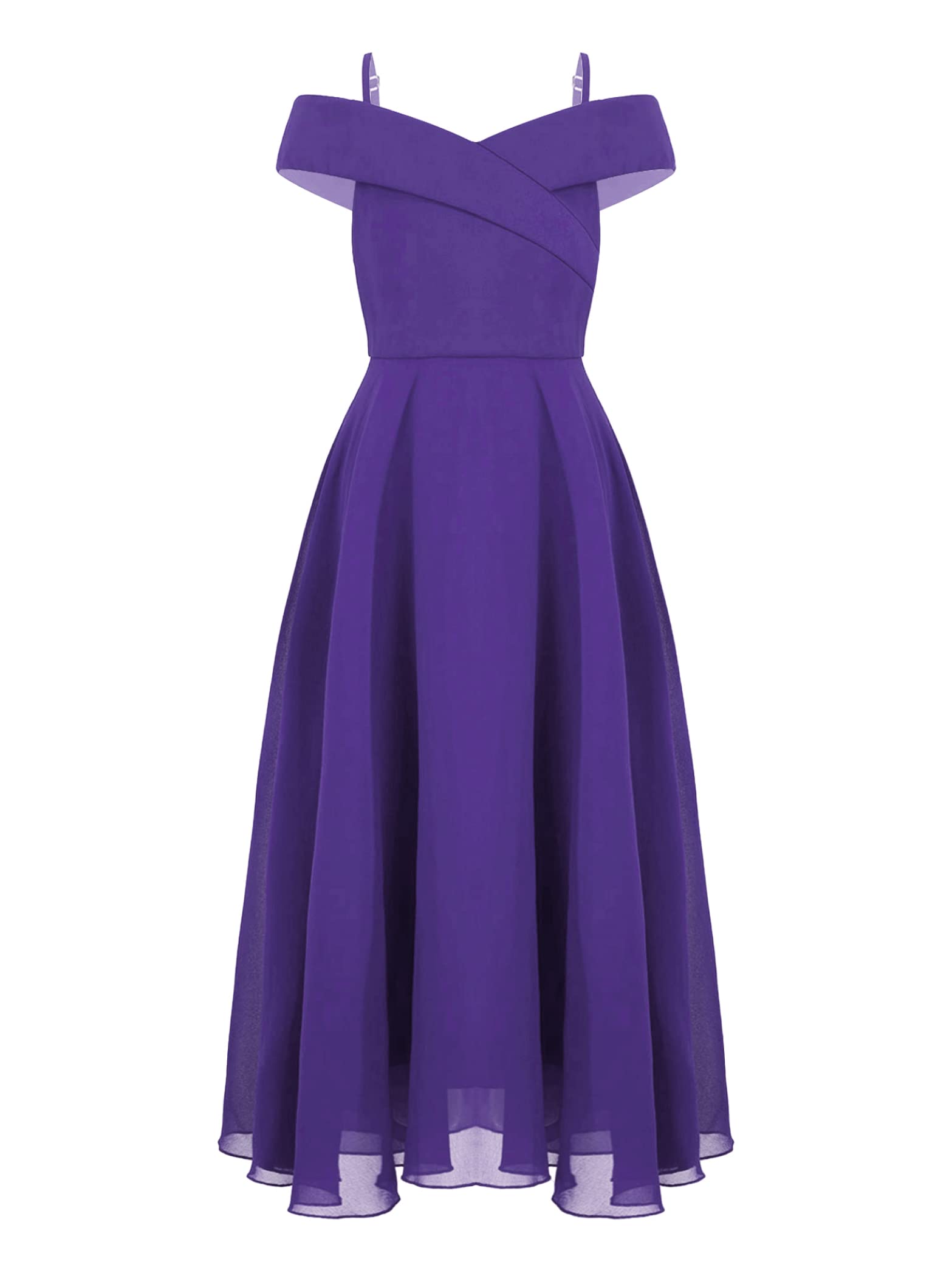 Hedmy Vestido Largo de Elegante para Niña Vestido Gasa de Fiesta Sólido con un Hombro Vestido de Graduación Cóctel Desfile Formal 7-16 Años
