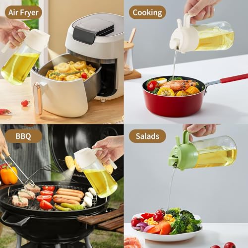 Image of Unbreakable Oil Sprayer for Cooking - 16 OZ Dishwasher-Safe Dispenser Bottle, 2-in-1 Spray & Pour for Olive Oil, Avocado Oil, Vinegar, Soy Sauce, Easy Clean with Removable Lid(Black)