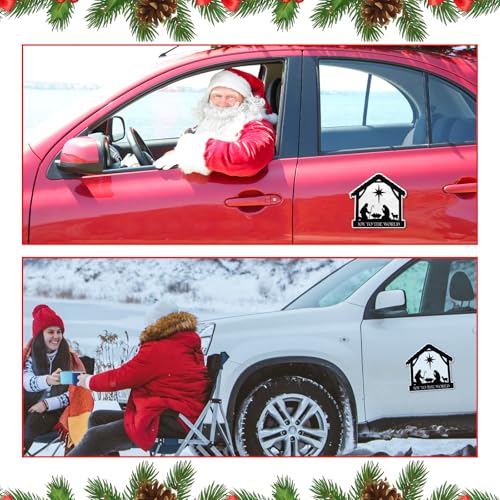 Tellegloww 12 Pcs Christmas Nativity Stable Car Magnet with Message Joy to The World Car Magnets 7.3 x 7 Inch Religious Xmas Auto Refrigerator Magnets for Mailbox Garage Door Decors by Tellegloww - Used condition - Image 5