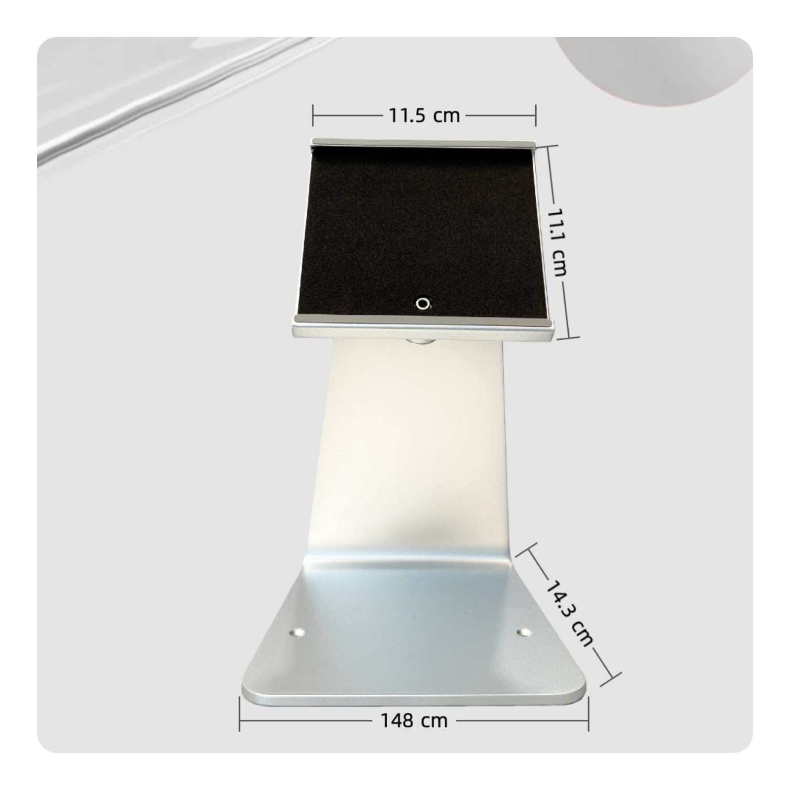 Supporto Tablet in Alluminio Supporto da Scrivania Piattaforma Stabile Colonna Regolabile Staffa con Chiusura a Chiave Profilo Compatto con Bordi