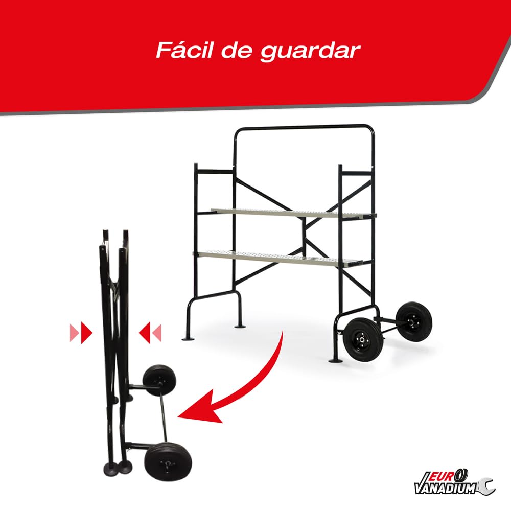 Echafaudage roulant avec garde-corps pliable et ajustable - EasyWork