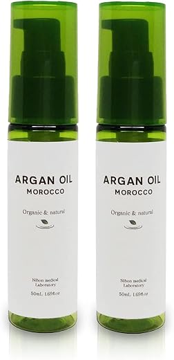 Japan Medical Research Institute, All Over Body Argan Oil, Organic Pure, Face & Hair, FairTSA Certified, BDIH Cosmos Certified, World Standard Quality, argan Oil, Organic Hair Oil, Unrefined, 100% Pure, Moroccan Body Cleansing Material, Low Pressed Method 1.7 fl oz (50 ml) 2 Bottles