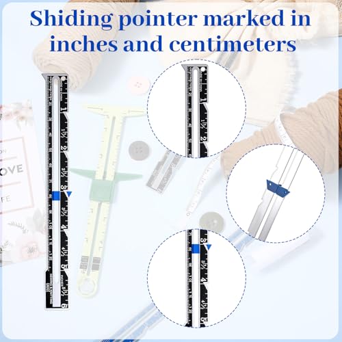Heclia Sewing Gauge Measuring Tool Set 5-in-1 T-Shaped Sliding Gauge Ruler Fabric Quilting Ruler 3PCS Sewing Gauges Rulers for Knitting Crafting Sewings Beginner Supplies Quilting Button Hole Marking