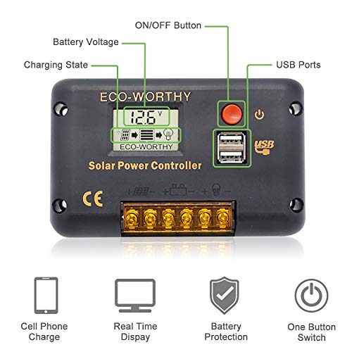 ECO-WORTHY 100 Watt Solar Panel RV Boat Kit with 1000W Off Grid Power Inverter for 12 Volt Battery System