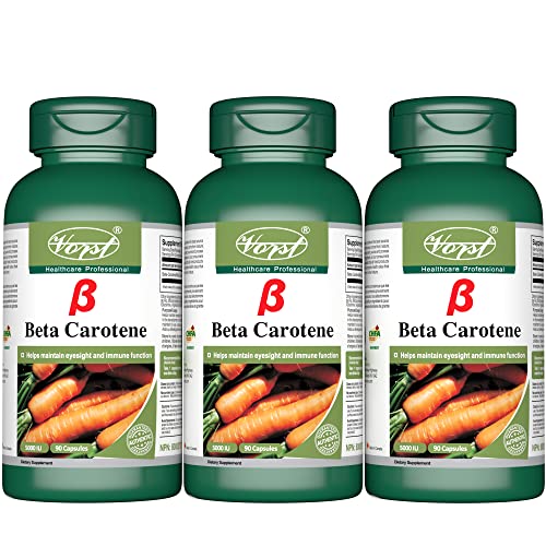 Beta Carotene 1.5 mg (5000 IU) Vitamin A 3 X 90 Capsules Vision & Eye