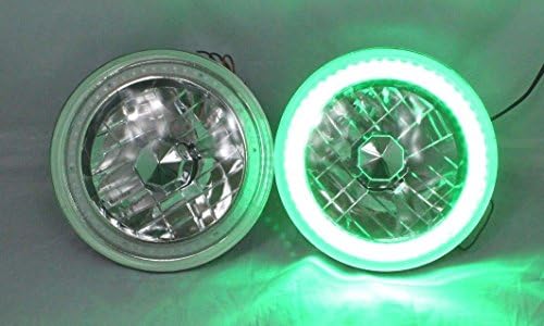 New World Motoring 97-18 Jeep Wrangler TJ JK 7" GREEN LED SMD Halo Round Chrome Clear Headlights