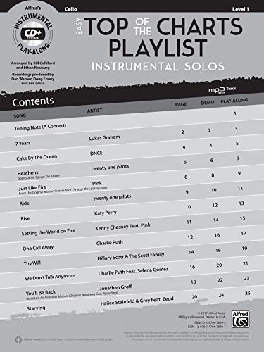 Easy Top Of The Charts Playlist Instrumental Solos For Strings: Cello, Book & Cd (Instrumental Solos Series) #TOP2
