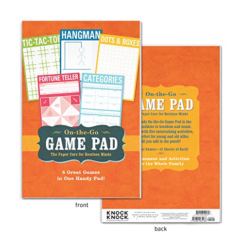 Knock Knock Original On-The-Go Game Pad, Travel Activity Pad for Kids, 5 Games (Hangman, Dots & Boxes, Tic-Tac-Toe, Fortune Teller, Categories), 6 x 9-inches 4 51CDD9V4cXL