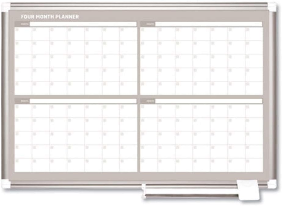 MasterVision New Generation Gold Ultra Dry Erase 4 Month Planner, 36x24 Inch, Aluminum Frame (GA03105830), White