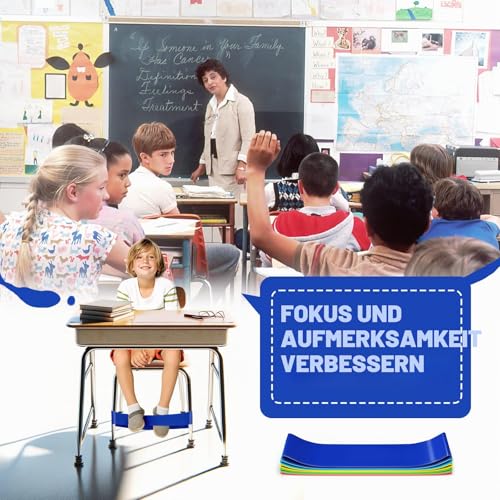 WNSIRVY 5 Stück Stuhlzappelbänder für Kinder mit ADHS - Sensorische ADHS Hilfsmittel zur Förderung der Konzentration & Reduzierung von Unruhe bei ADHS, Autismus - Für Schule & Zuhause (Mehrfarbig)