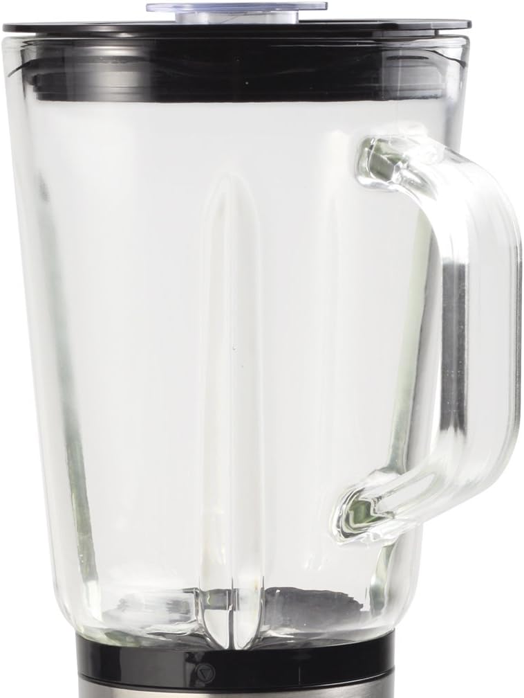 Close-up of blender glass jar handle