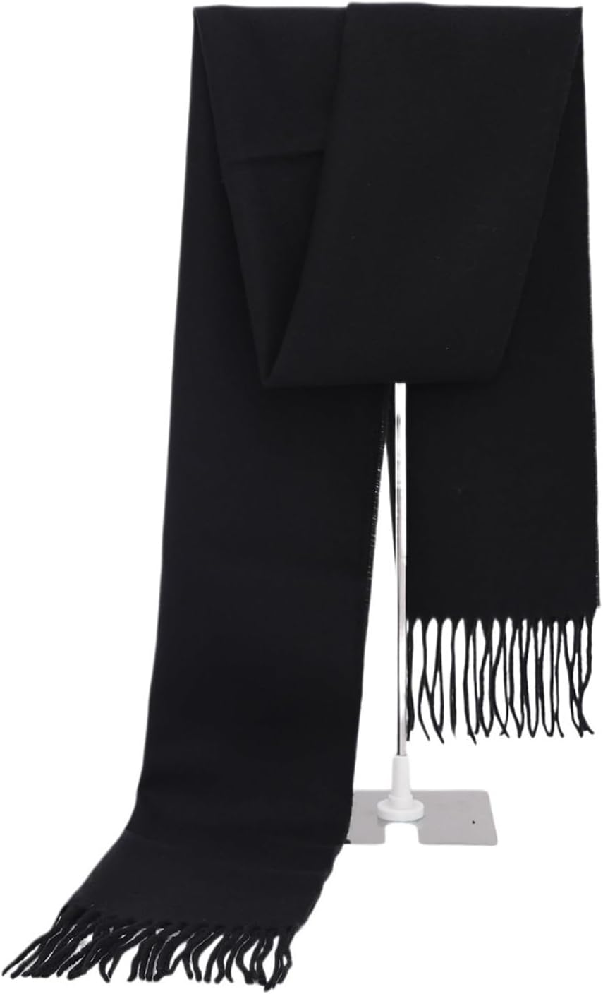 Men's Scarf, Faux Cashmere, Fashion Scarves, Pure Color, Men Winter Knitted Long Wrap, Soft, 71 in, for Skiing, Parties, Office(Black)