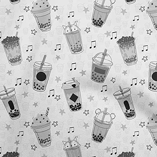 oneOone Cotton Flex Medium Gray Fabric Ice Cream DIY Clothing Quilting Fabric Print Fabric By Yard 40 Inch Wide