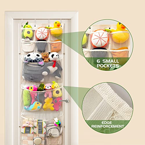 Stuffed Animal Storage, Over The Door Organizer Storage For Stuffed Animals Holder, Animals Storage Bag For Room Bathroom Behind Door Storage Organizer, 3 Large & 6 Small Breathable Dense Mesh Pockets #TOP1