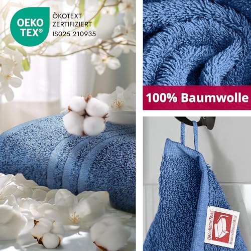 DecoHomeTextil Handtuch-Set 6 Gästetücher 30 x 50 cm in Blau aus 100% Baumwolle, hochwertig, kuschelweich und saugstark