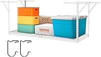 Vista 25 de VEVOR Overhead Garage Storage Rack, 3x6 Garage Ceiling Storage Racks, Heavy Duty Adjustable Cold Rolled Steel Racks for Garage Storage, White