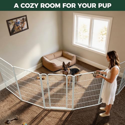Image of FXW Homeplus Indoor Dog Playpen with Fence-to-Wall Anchors, 45 inch H, 6 Panels