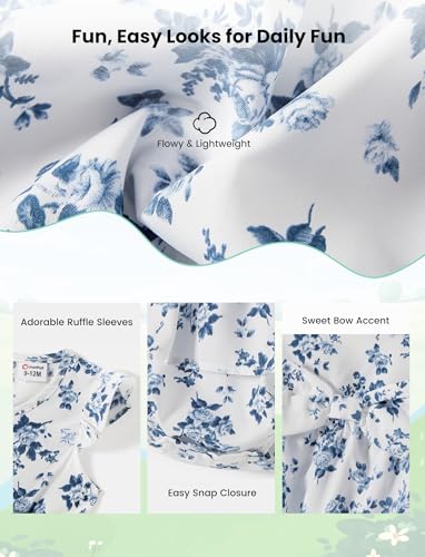 Image of PATPAT Family Matching Outfits Mommy and Me Dresses Floral Dress & T-Shirts | Mommy and Me Easter Dresses, Puff Sleeve Floral Sundress, Cotton Blend T-shirts, Couples Party Wedding Vacation Outfits