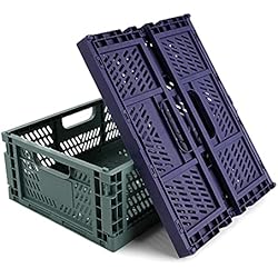 Estanteria Stuva Spesh 2 Piezas Cajas Almacenaje Cocina Cajas Plegable Plastico Cesta Plegable para Armarios, Cajones, Estanterías(Azul+Verde oscuro, 40 * 30 * 15cm)