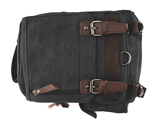 Jiao Miao Canvas Shoulder Backpack Travel Rucksack Sling Bag Cross Body Messenger Bag,180308-Black #TOP2