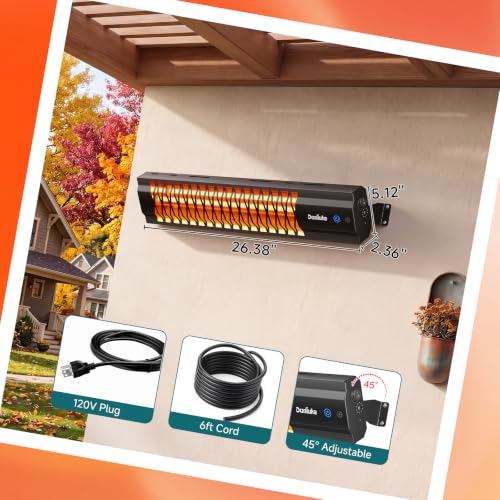 Image of Outdoor Heater for Patio, 1500W Wall-Mounted, Black