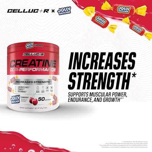 Image of Cellucor Creatine Powder, Jolly Rancher Cherry- Increases Strength, Lean Muscle Mass & Endurance, Micronized Creatine for Fast Absorption, 5g Creatine per Serving, 50 Servings