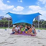 Multifunción: la carpa de playa está equipada adicionalmente con 4 cuerdas de 4 m, que se pueden usar como patio. Toldo de coche.
