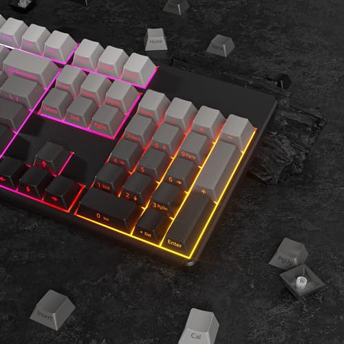 Image of 140 Keys Gradient Keycaps Side Printed Keycap Set Cherry Profile PBT Keycaps Double Shot Shine Through Custom Keycaps for Mechanical Gaming Keyboards(Minutest Dust)