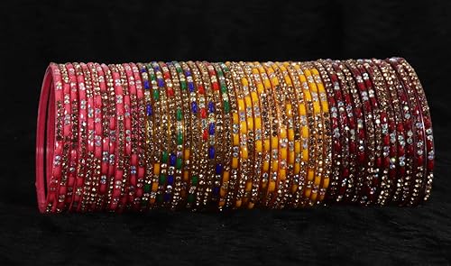 Glass Bangles With Zircon Stone Fancy Set - KS5-Combo_B-2.6