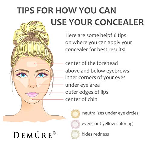 Demure Mineral Make Up, Mineral Concealer (Original), Dark Circles Under Eye Treatment, Under Eye Concealer, Made With Pure Crushed Minerals, Loose Powder. Concealer (Yellow) By Demure (2 Grams) #TOP4