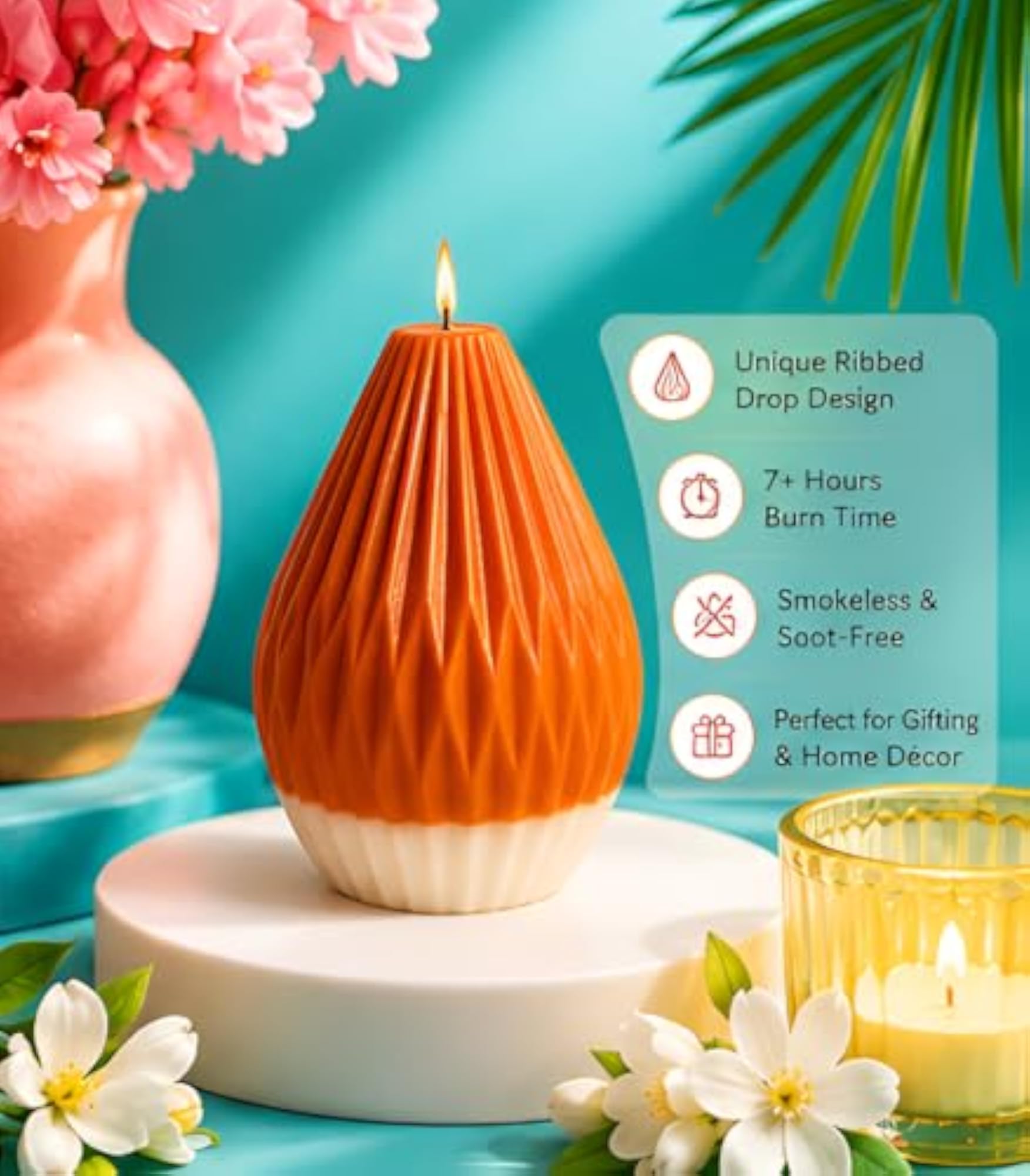 Scented Ribbed Drop Soy Wax Candle