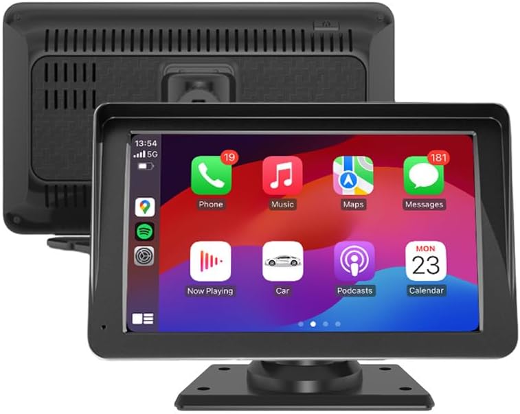 Portable 7-inch Smart Car Display with Sunshade Wireless HD Bluetooth Reversing Monitor for Cars and Trucks(with Rearview Camera)
