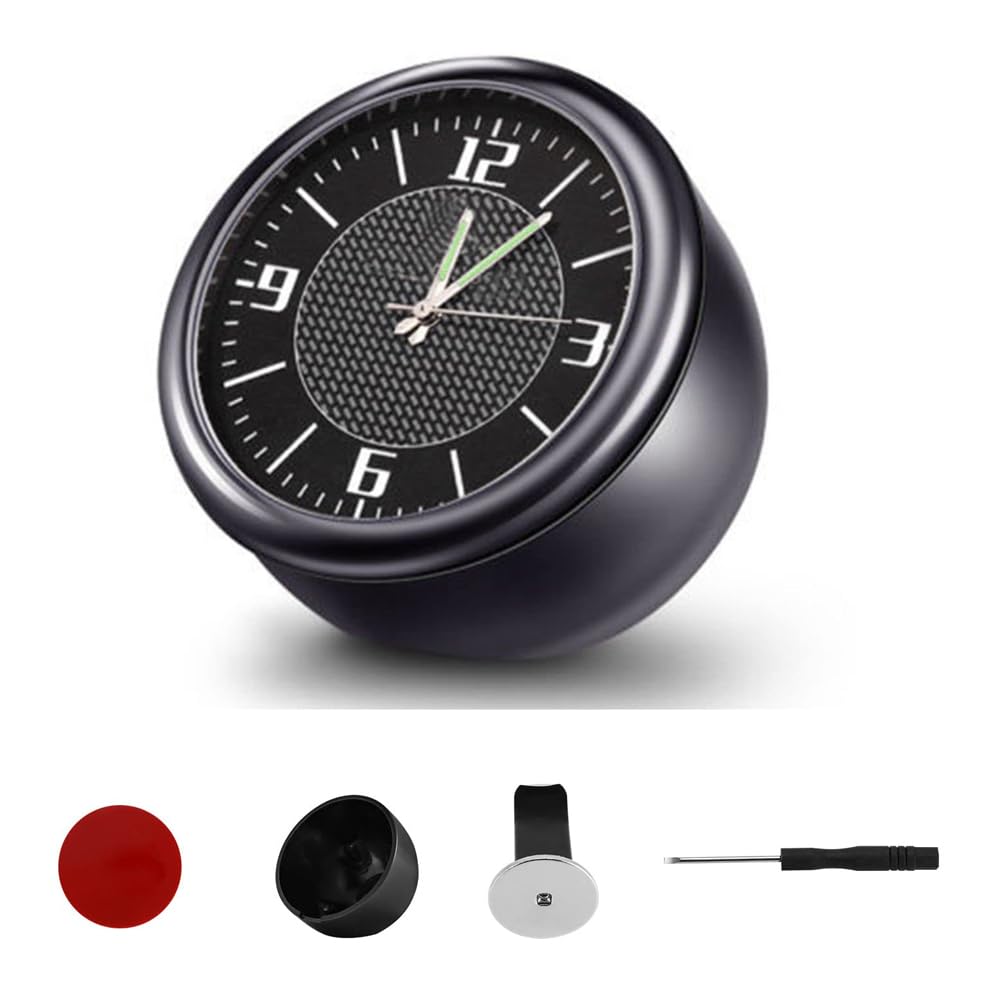 Reloj de coche, KACEPAR 1.6" Mini Reloj de cuarzo para el salpicadero del coche, Reloj universal de decoración,Reloj de coche y reloj luminoso interior modificado