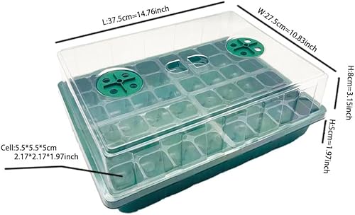 Miniatura 5 de 6 juegos de bandejas de germinación de plantas (total 144 celdas) de 2.17 x 1.97 pulgadas, bandeja de plántulas de 24 celdas con cúpula para tomate,