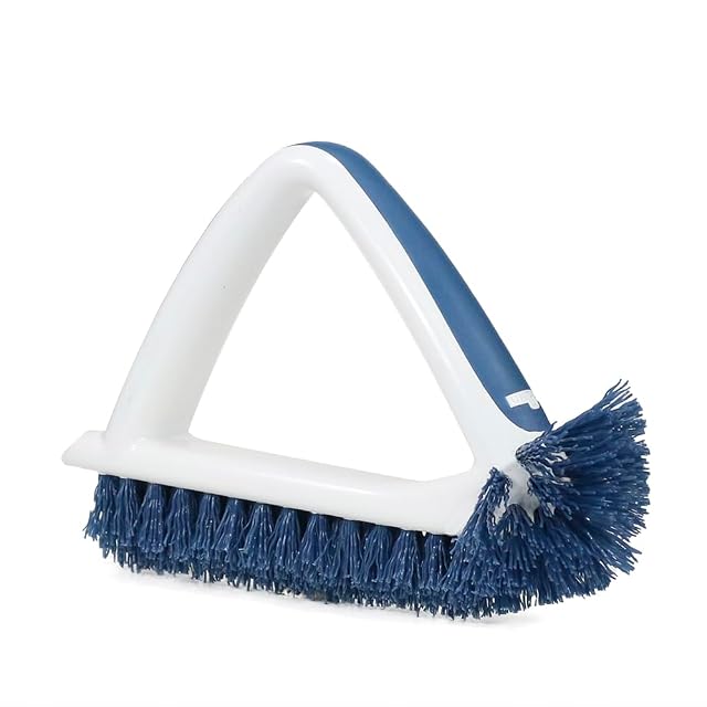 Unger 2-in-1 Grout and Corner Scrubber Brush Tool Crevice Bathroom Cleaning Supplies for Showers Door Tracks Tile and