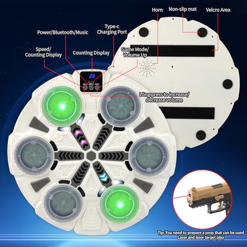 Image of ZBULAR 6-in-1 Laser Dry Fire Training Targets with Smart Bluetooth Music, LED Display, Multi-Angle Training, Type-C Charging, Compatible with 9mm /22lr /223 Bullets Bore Sight