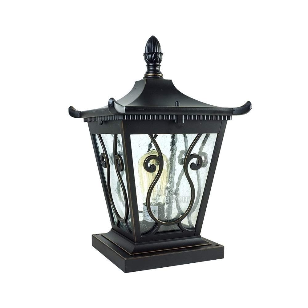 Lampadaire extérieur rétro étanche en aluminium avec lanterne pilier E27 style victorien