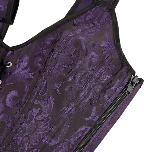 Image of Women's Lace up Gothic Jacquard Shoulder Straps Tank Overbust Shaper Corset Bustiers Top