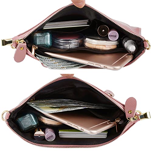 Yaluxe Women's Real Leather Large Wristlet Phone Clutch Wallet With Shoulder Chain #TOP3