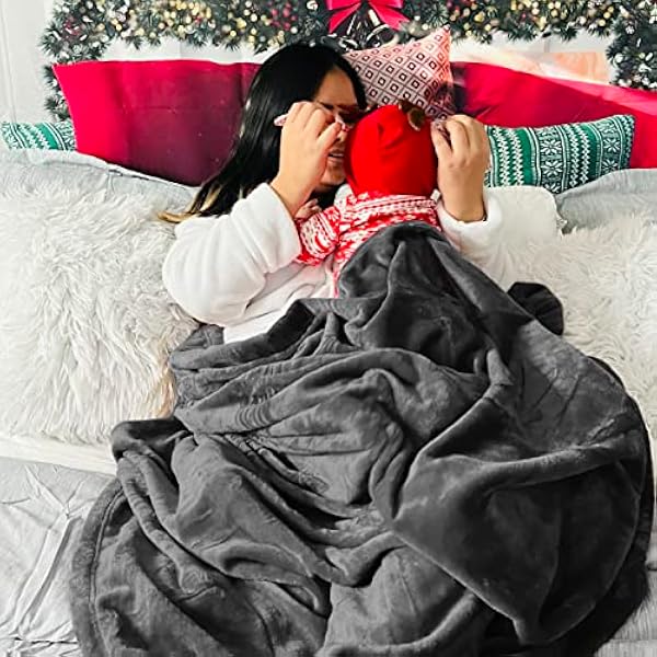Bedsure Уютное одеяло, пушистое, очень мягкое и тёплое, для гостиной, из фланели и флиса, устойчивое к сминанию и пятнам, на диван или кровать, из микрофибры, антрацитовый (charcoal), 220 x 240 см
