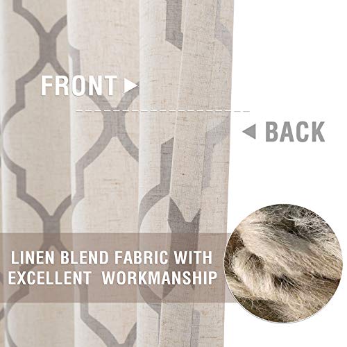 Jinchan Linen Curtains Moroccan Tile Curtains For Bedroom Geometric Curtains For Living Room Drapes Light Filtering Lattice Curtains Grommet Curtains 84 Inch Length 2 Panels Set Grey On Beige #TOP2
