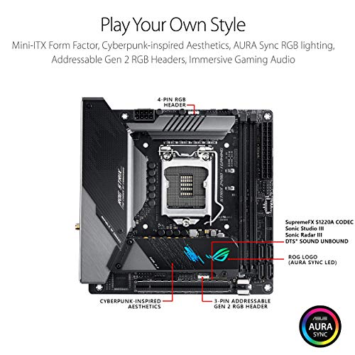Image of ASUS Rog Strix Z490-I Gaming Z490 Wifi 6 Lga 1200 (Intel 10Th Gen) Mini ITX Motherboard 8+2 Power Stages, Ddr4 4800, Intel 2.5 Gb Ethernet, Usb 3.2 Front Panel Type-C, Hdmi 2.0A, Aura Sync