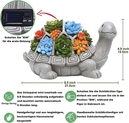 Yeomoo Gifts for Women, Mum, Dad, Mother's Day Gifts, Solar Garden Figures, Turtle Garden Decoration for Outdoors, with Succulent Lights, Home Balcony Decoration, Kawaii Figure Decoration for Room, Patio - View 5