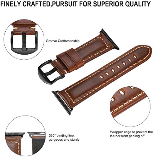 Image of HUAFIY Compatible for Apple Watch Bands 42mm 44mm45mm46mm 49mm 38mm 40mm41mm, Genuine Leather Band Strap for iWatch Series 11 /10 /9 /8,7,6,5,4,3,2,1, Ultra3 2 1
