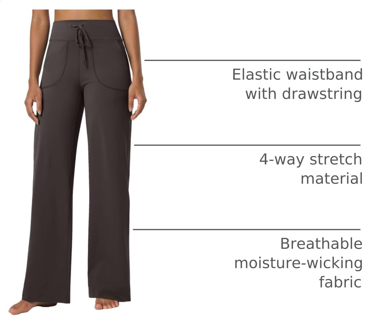 Willit Women's Wide Leg Pants Yoga Pants with Pockets High Waist Stretch Casual Lounge Comfy Pants 29" 31" image 4