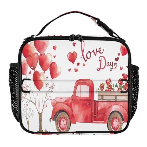 GuoChe Lonchera ligera para mujer, con asa, recipientes de comida para viajes a la playa, día de San Valentín, globos rojos