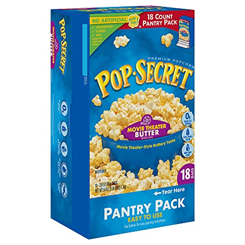 Image of Pop Secret Microwave Popcorn, Movie Theater Butter Flavor, 2 Boxes, 18 Bags Each,3 Ounce (Pack of 36)